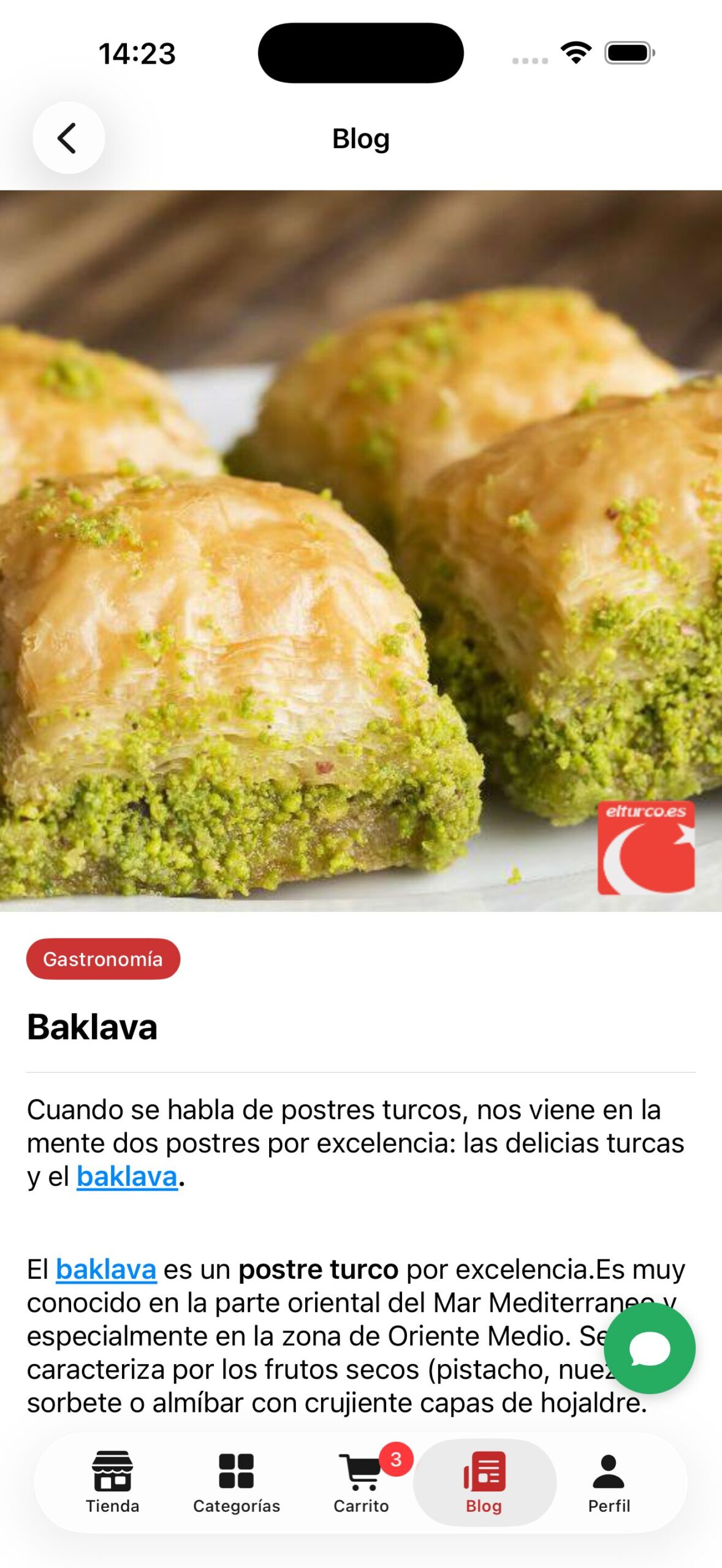 Blog gastronómico en la app elturco.es